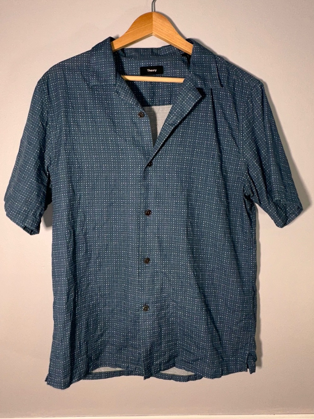 Theory Men's Linen/Cotton Short Sleeve Button Down Large